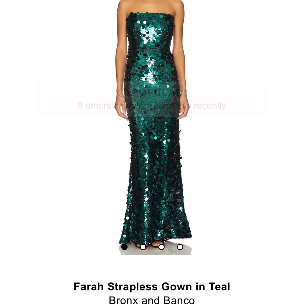 Bronx and Banco Teal Strapless Gown